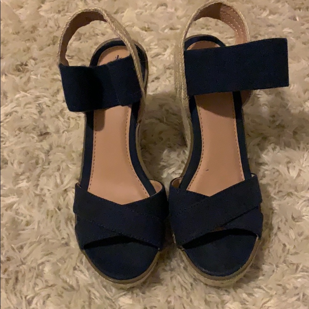 Navy blue wedge sandal